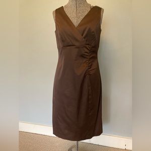 Brown Stretch Satin Sheath Dress Ladies Size 10